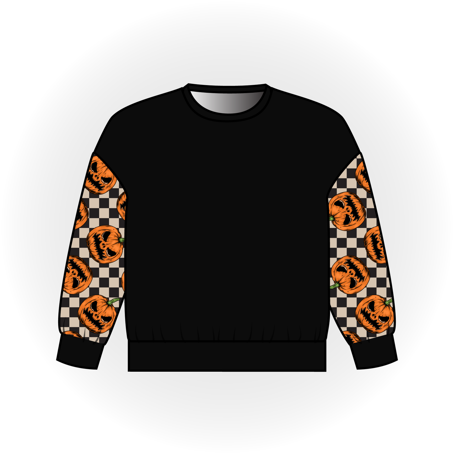Checker Jack-O-Lanterns Colorblock Long Sleeve Dolman Top