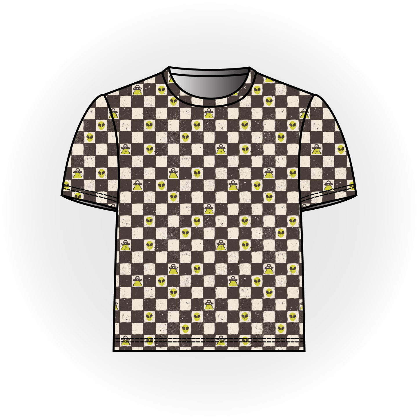 Alien Checker Print Basic Tee