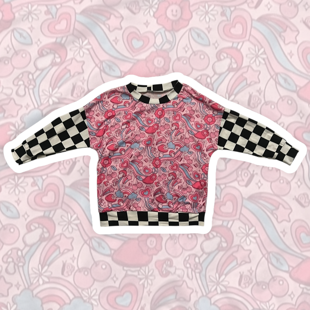 4T Groovy Pink & Checker Print Long Sleeve Dolman
