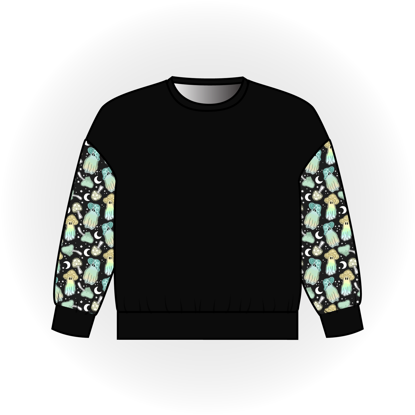 Shroomie Ghosts Colorblock Long Sleeve Dolman Top