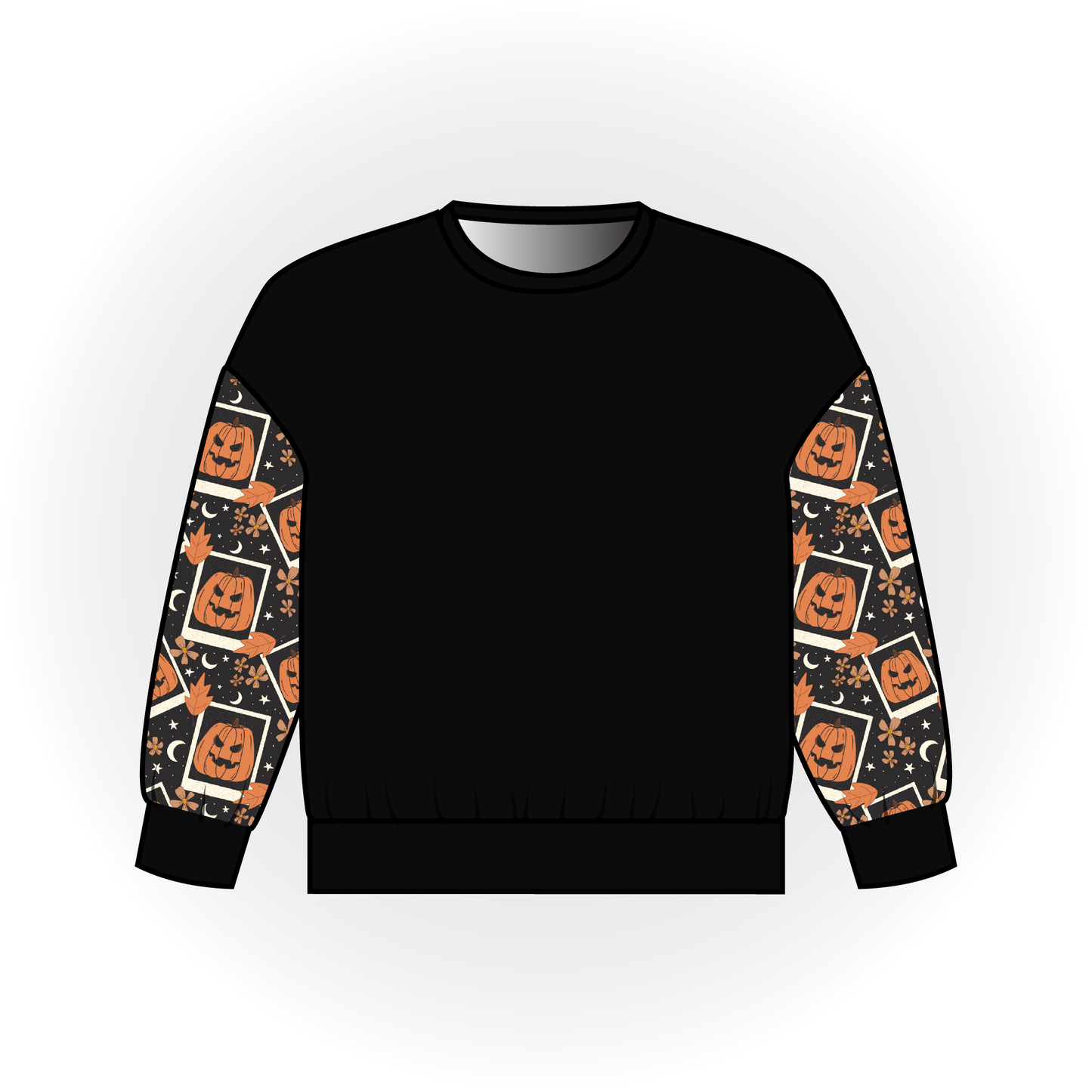 Pumpkin Polaroids Colorblock Long Sleeve Dolman Top