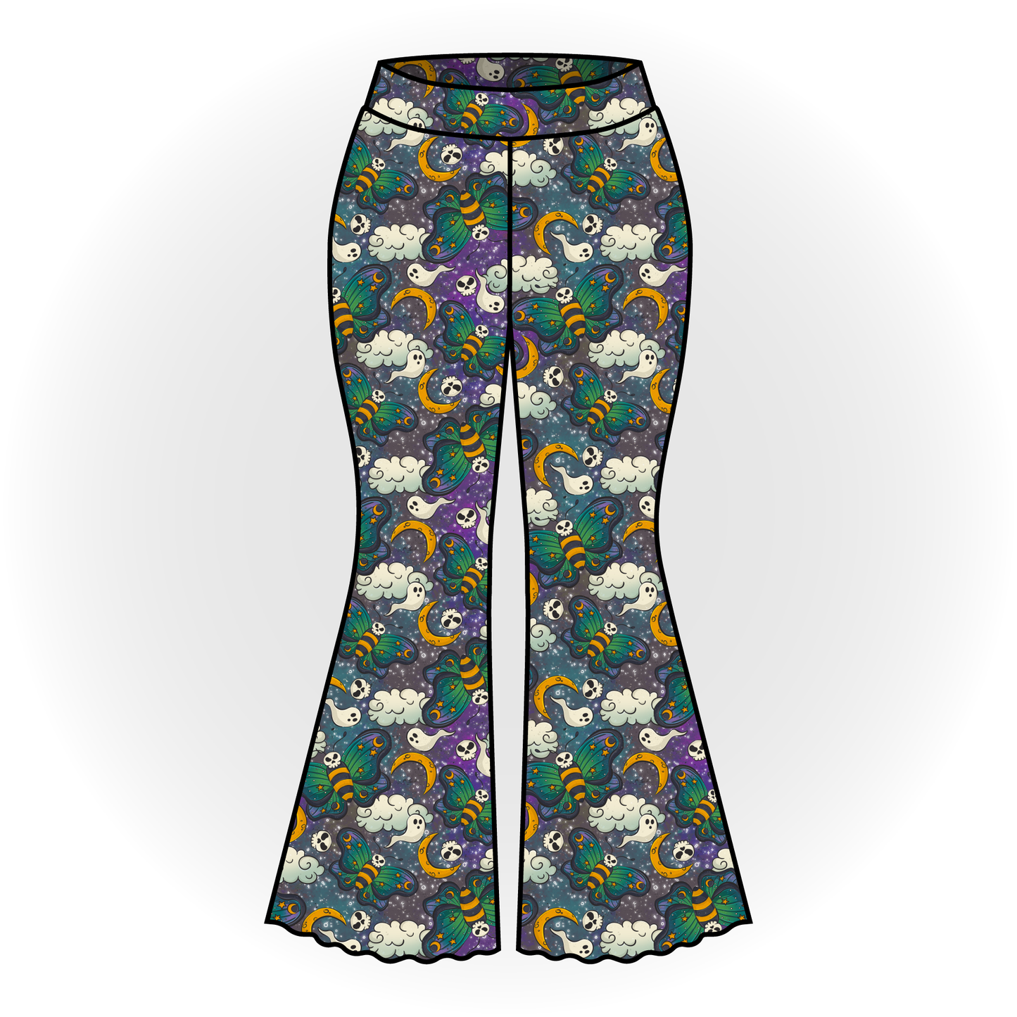 Skull Moth Bell Bottoms