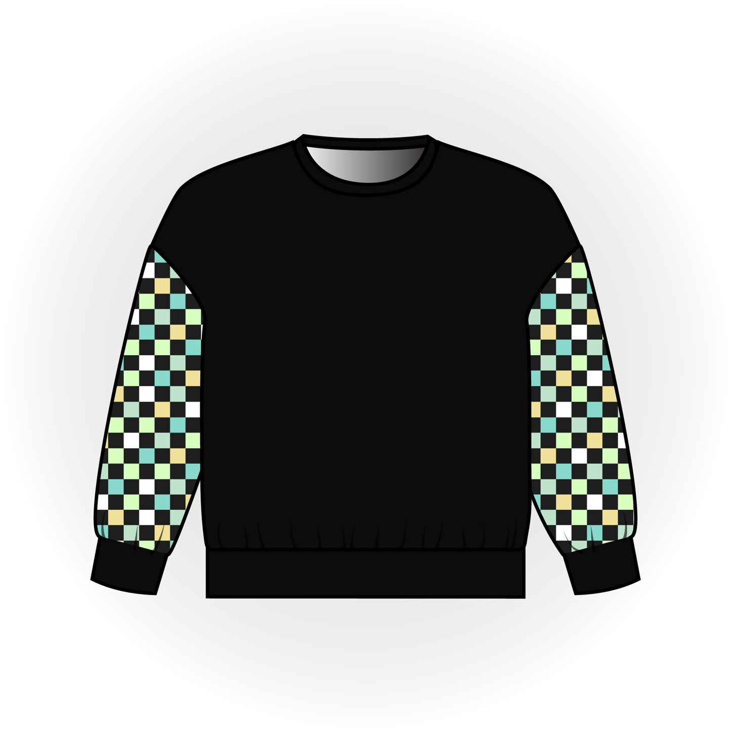 Glow Checker Print Colorblock Long Sleeve Dolman Top
