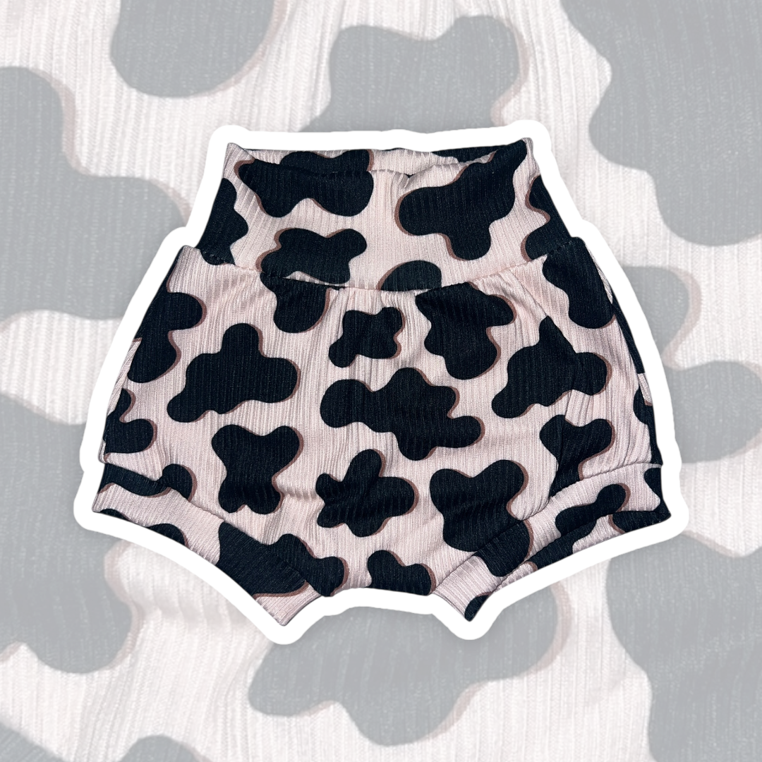3-6M Cream and Black Cow Print Bummies