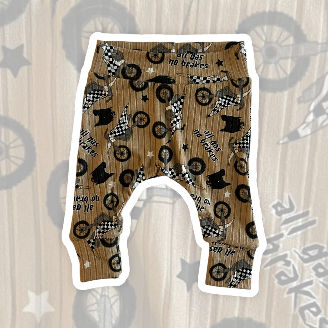 0-3M Beige Motocross Harem Pants