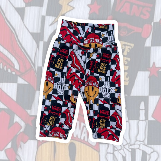 0-3M B&W Checker Skate Smileys Lounge Pants