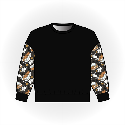 Groovy Ghosts Colorblock Long Sleeve Dolman Top