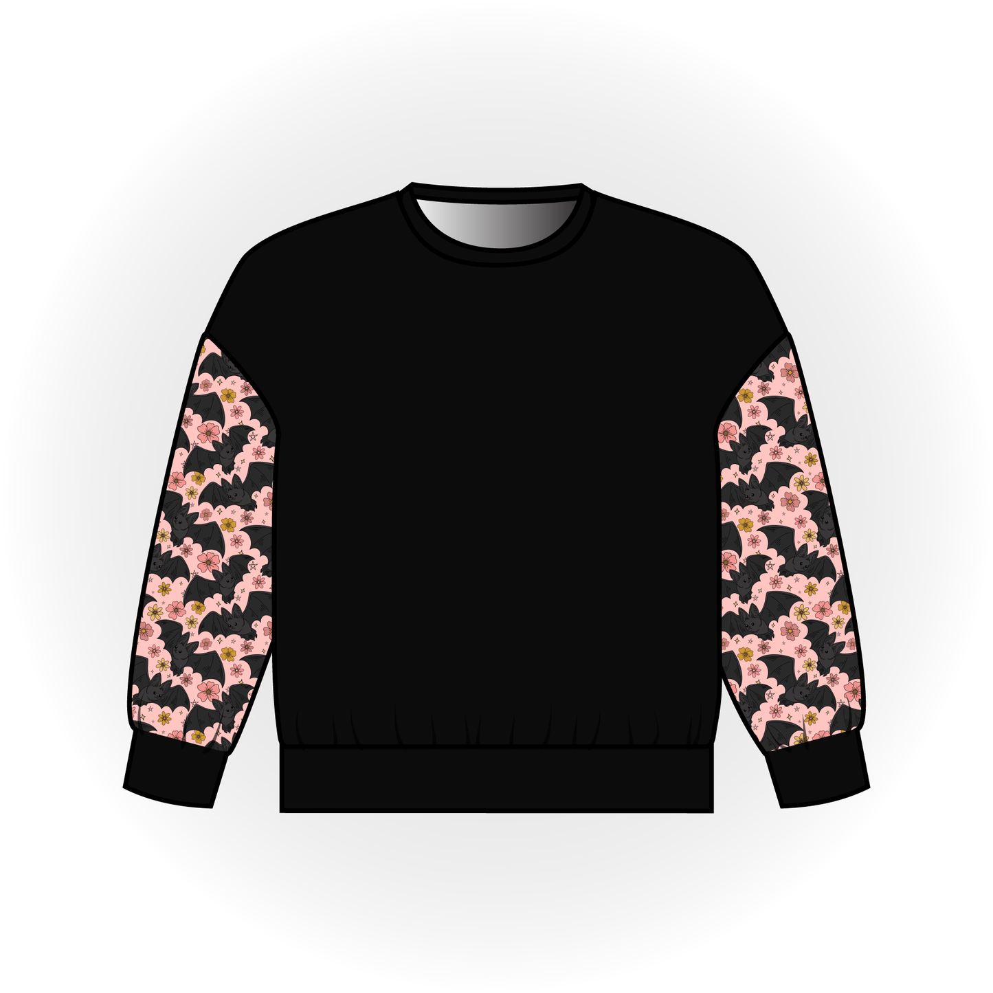 Pink Floral Bats Colorblock Long Sleeve Dolman Top