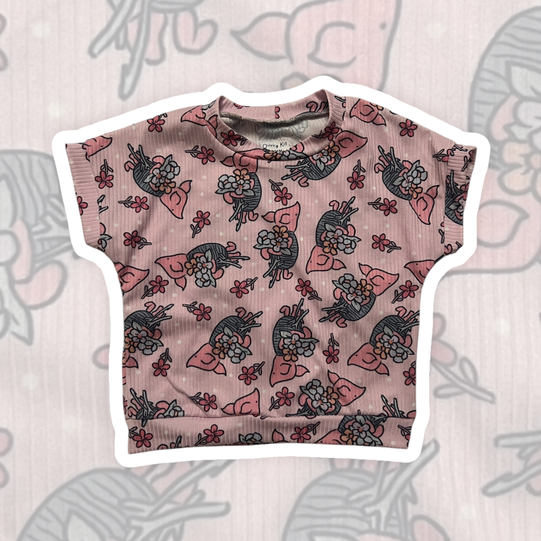 18-24M Floral Piglets Short Sleeve Dolman