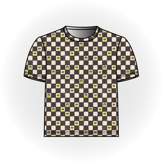 Alien Checker Print Basic Tee