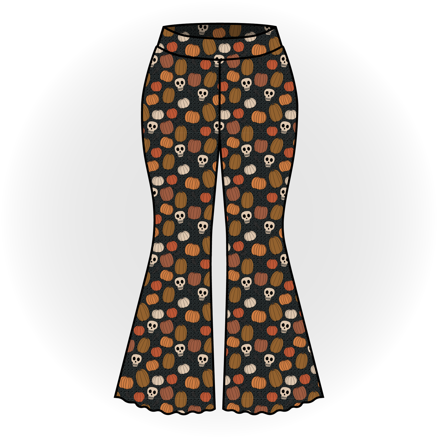Skully Pumpkin Patch Bell Bottoms