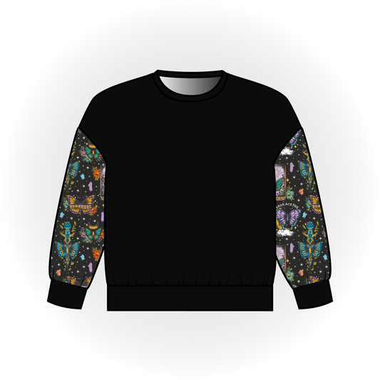 Butterfly Tattoo Colorblock Long Sleeve Dolman Top