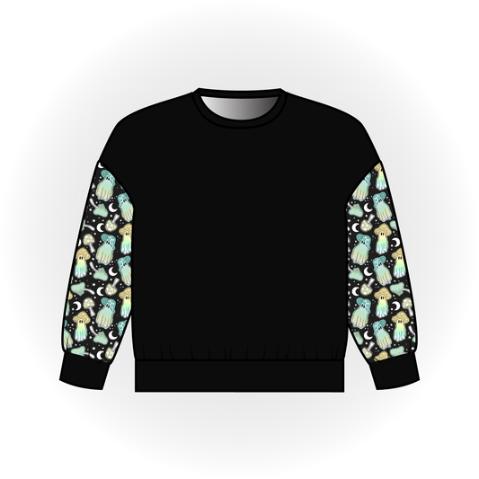 Shroomie Ghosts Colorblock Long Sleeve Dolman Top