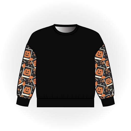 Pumpkin Polaroids Colorblock Long Sleeve Dolman Top