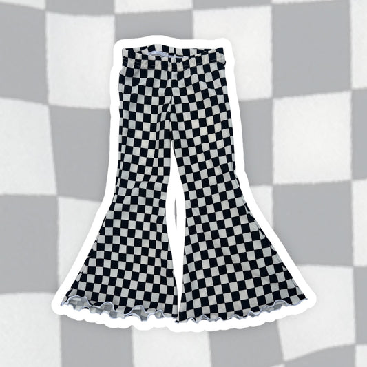4T B&W Checker Print Lettuce Hem Bell Bottoms