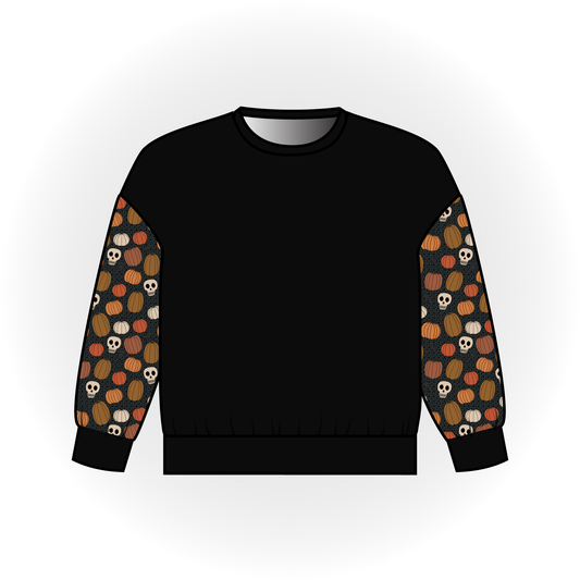 Skully Pumpkin Patch Colorblock Long Sleeve Dolman Top