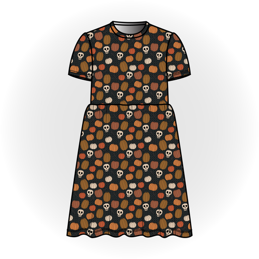 Skully Pumpkin Patch Short Sleeve Dress