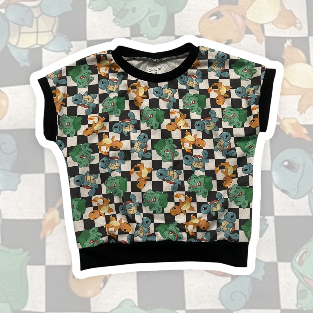 3T Poke Checkers Banded Dolman Top