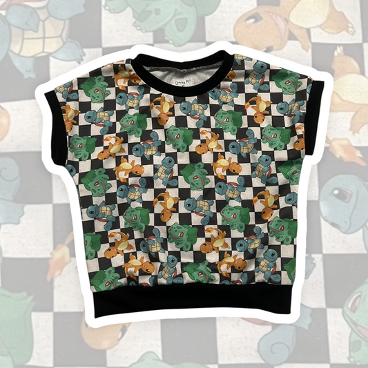 3T Poke Checkers Banded Dolman Top