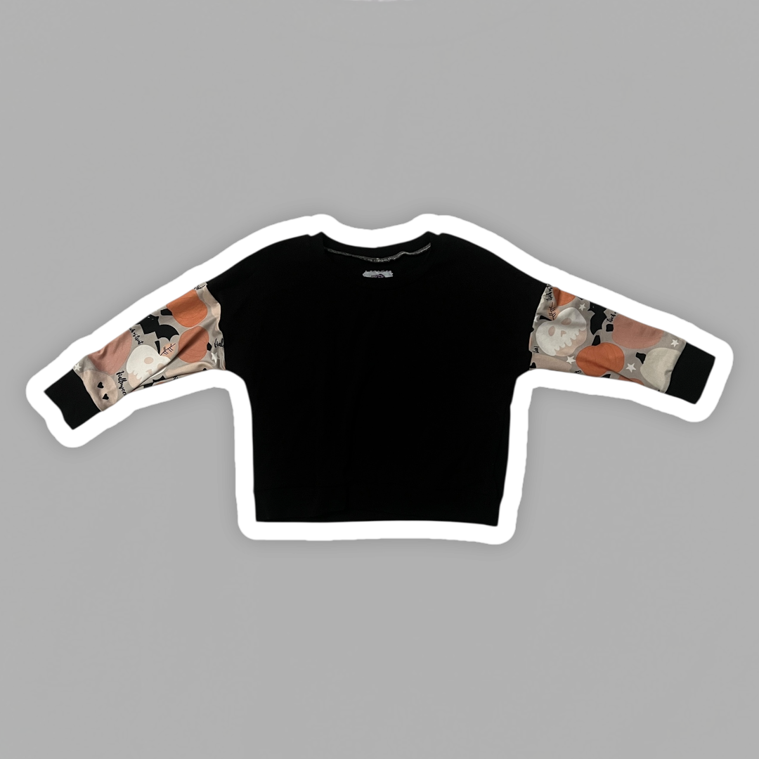 4T Pumpkin and Ghost Long Sleeve Black Dolman Top