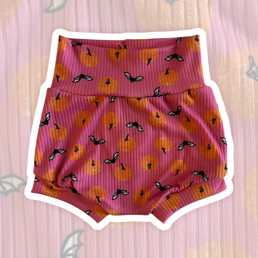 9-12M Hot Pink Bats and Pumpkins Bummies
