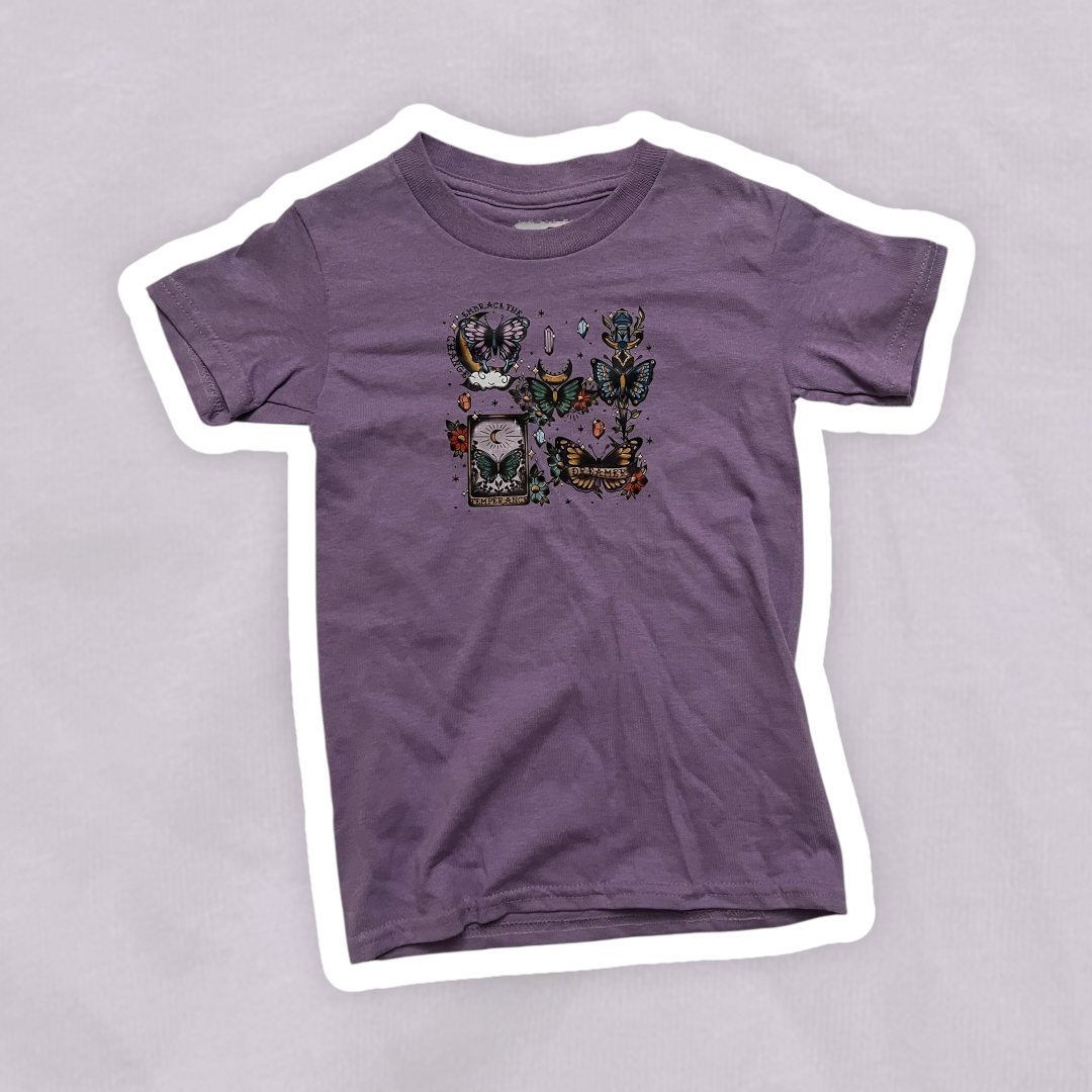 5T Butterfly Tattoo Purple Graphic Tee
