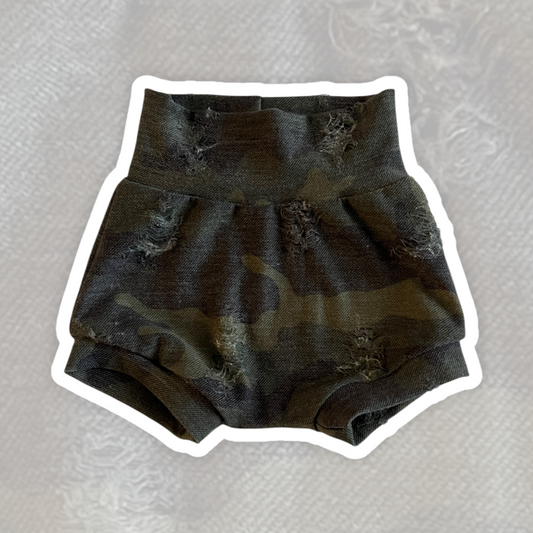 6-9M Distressed Camo Bummies