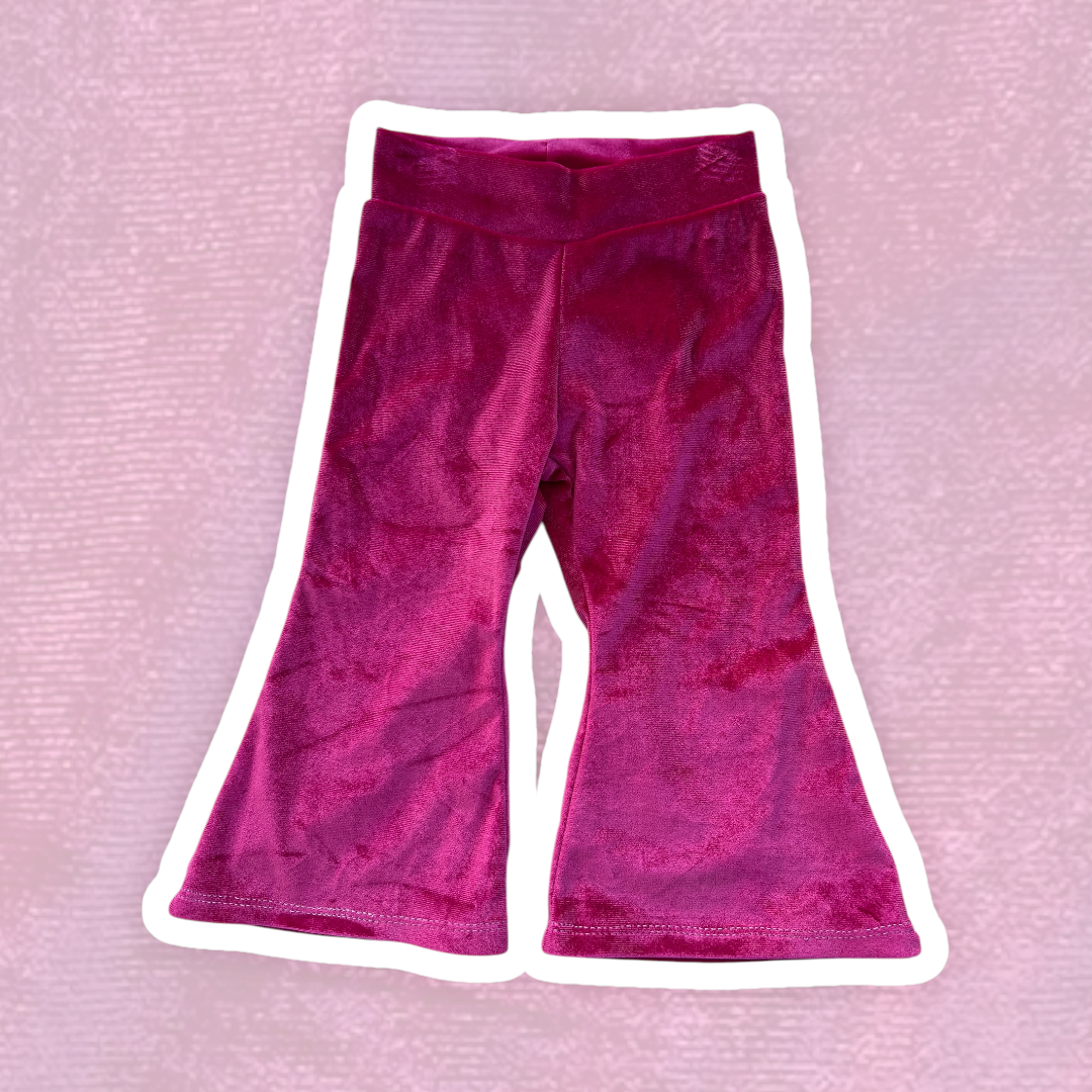 0-3M Hot Pink Velvet Bell Bottoms