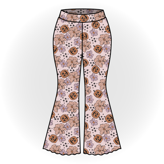 Pumpkin Flowers Bell Bottoms