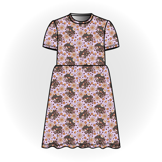 Candy Corn Cow Short Sleeve Dress