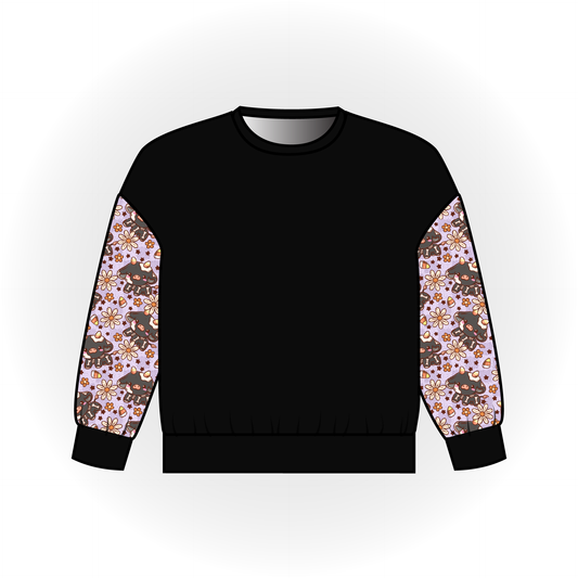 Candy Corn Cow Colorblock Long Sleeve Dolman Top