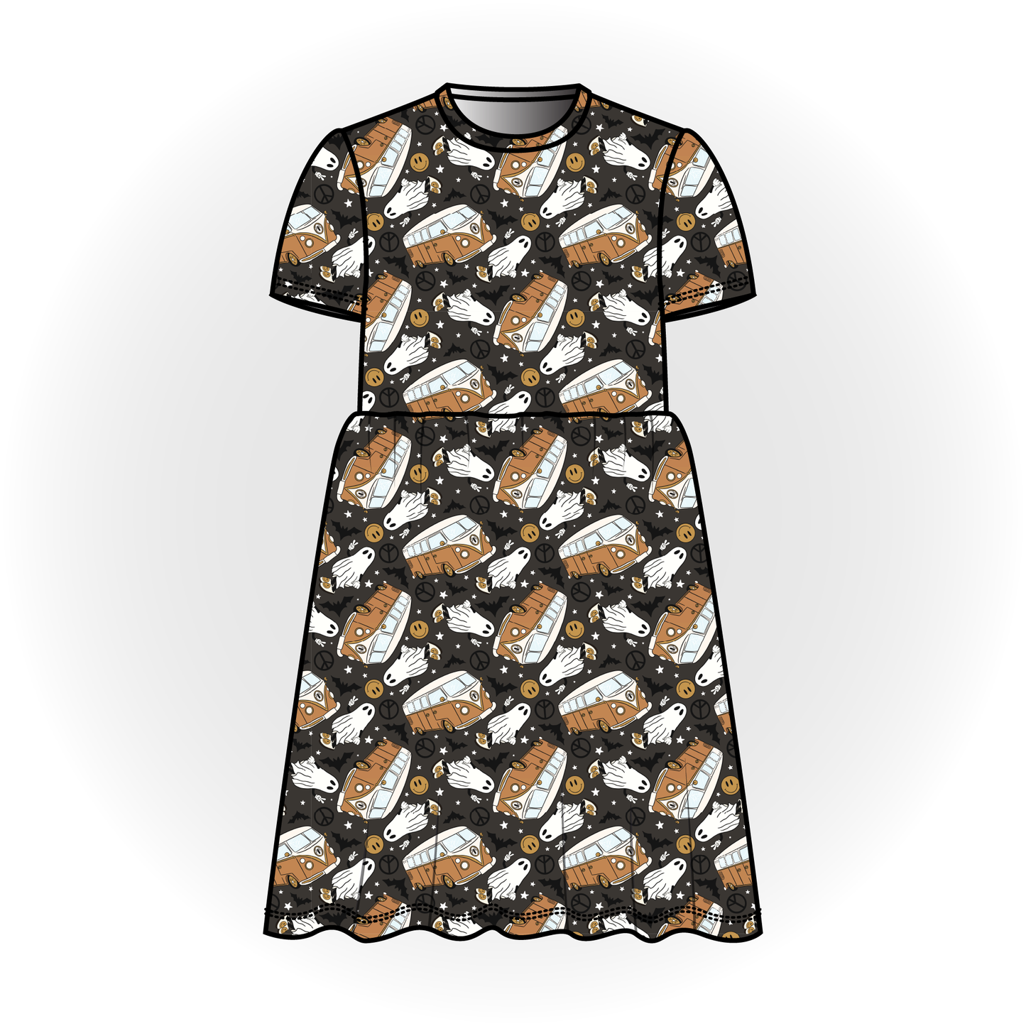Groovy Ghosts Short Sleeve Dress