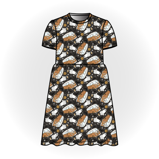 Groovy Ghosts Short Sleeve Dress